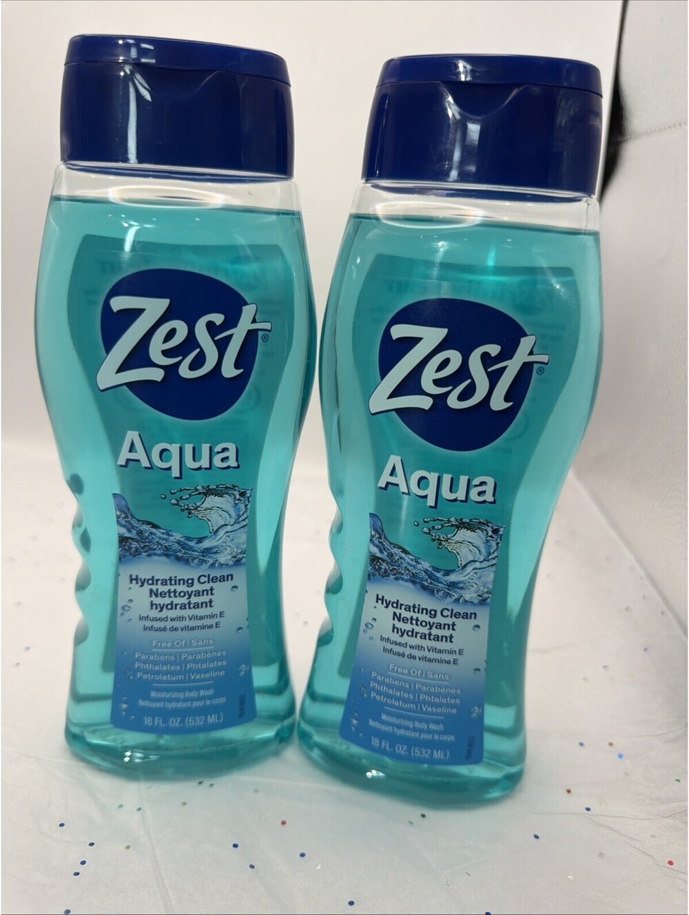Zest Body Wash Aqua 18 oz 2 Pack Moisturizing Shower Gel Fresh Clean Scent NEW